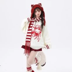 Kawaii Sweet Girl Style Hello Kitty Printed Sweater 17 Kawaii Sweet Girl Style Hello Kitty Printed Sweater -Kawaii Fashion Shop Kawaii Sweet Girl Style Hello Kitty Printed Sweater 9