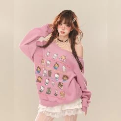 Kawaii Sweet Girl Style Hello Kitty Printed Sweatshirt -Kawaii Fashion Shop Kawaii Sweet Girl Style Hello Kitty Printed Sweatshirt 8