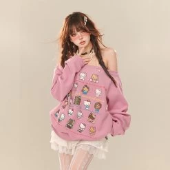Kawaii Sweet Girl Style Hello Kitty Printed Sweatshirt -Kawaii Fashion Shop Kawaii Sweet Girl Style Hello Kitty Printed Sweatshirt 9