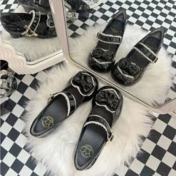 Kawaii Sweet Girl Style Round-toed Lace Bow Lolita Shoes -Kawaii Fashion Shop Kawaii Sweet Girl Style Round toed Lace Bow Lolita Shoes 2