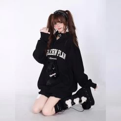 Kawaii Sweet Girly Style Purple 3D Embroidered Kitten Sweatshirt -Kawaii Fashion Shop Kawaii Sweet Girly Style Purple 3D Embroidered Kitten Sweatshirt 5