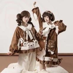 Sweet Lolita Style Cartoon Bear Plush Pajamas Set 13 Sweet Lolita Style Cartoon Bear Plush Pajamas Set -Kawaii Fashion Shop Kawaii Sweet Lolita Style Cartoon Bear Plush Pajamas Set 3