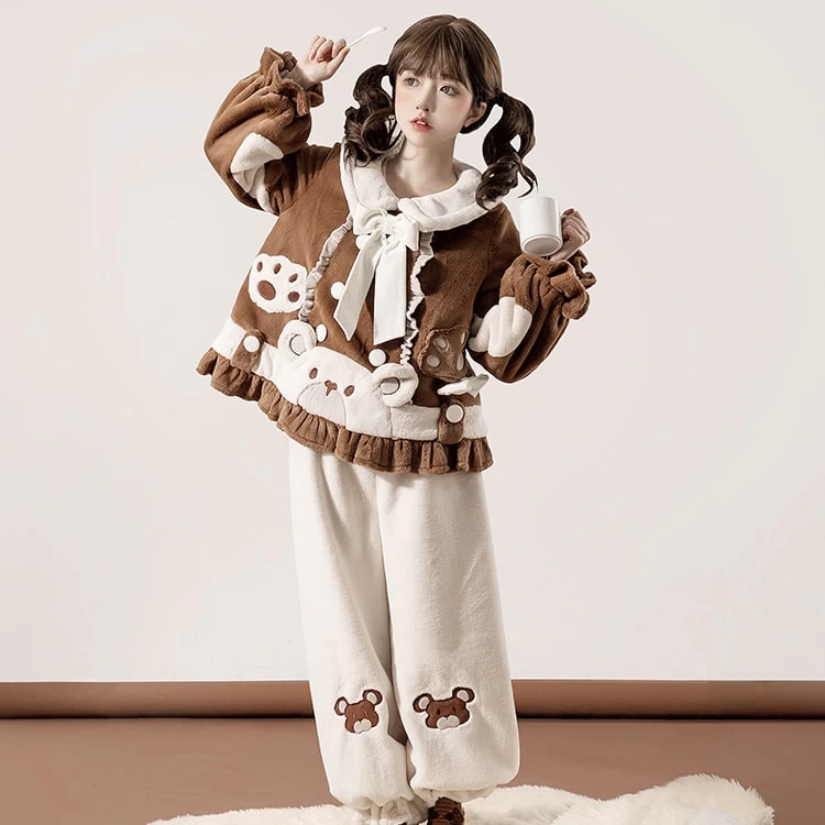 Sweet Lolita Style Cartoon Bear Plush Pajamas Set 8 Sweet Lolita Style Cartoon Bear Plush Pajamas Set - Image 6