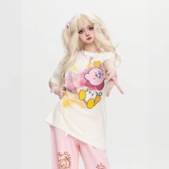 Kawaii Sweet Style Kirby Printed T-shirt -Kawaii Fashion Shop Kawaii Sweet Style Kirby Printed T shirt 2