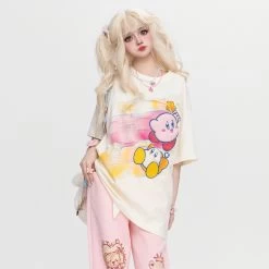 Kawaii Sweet Style Kirby Printed T-shirt -Kawaii Fashion Shop Kawaii Sweet Style Kirby Printed T shirt 5