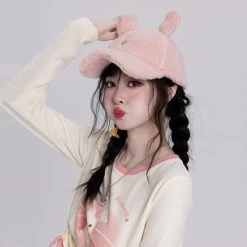 Kawaii Sweet Style Pink Peaked Cap -Kawaii Fashion Shop Kawaii Sweet Style Pink Peaked Cap 6