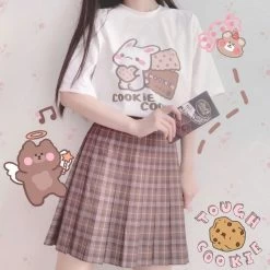 Kawaii Bunny Cookie T-shirt 10 Kawaii Bunny Cookie T-shirt -Kawaii Fashion Shop Kawaii Tshirt Women 2021 Fashion Women T Shirt Short Sleeve Loose Tops Cute Print Clothes Japanese 2