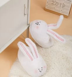 Kawaii White Bunny Plush Cotton Slippers -Kawaii Fashion Shop Kawaii White Bunny Plush Cotton Slippers 10
