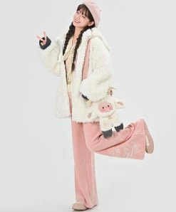 Kawaii White Cartoon Little Sheep Design Hoodie -Kawaii Fashion Shop Kawaii White Cartoon Little Sheep Design Hoodie 10