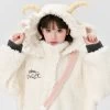 Kawaii White Cartoon Little Sheep Design Hoodie -Kawaii Fashion Shop Kawaii White Cartoon Little Sheep Design Hoodie 2