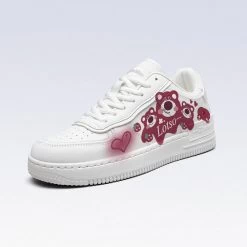Kawaii White Cartoon Strawberry Bear Printed Sneakers -Kawaii Fashion Shop Kawaii White Cartoon Strawberry Bear Printed Sneakers 10
