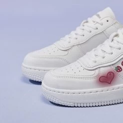 Kawaii White Cartoon Strawberry Bear Printed Sneakers -Kawaii Fashion Shop Kawaii White Cartoon Strawberry Bear Printed Sneakers 5