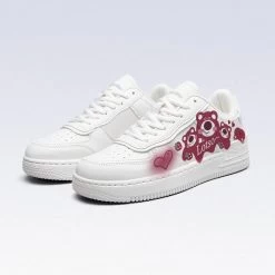 Kawaii White Cartoon Strawberry Bear Printed Sneakers -Kawaii Fashion Shop Kawaii White Cartoon Strawberry Bear Printed Sneakers 9