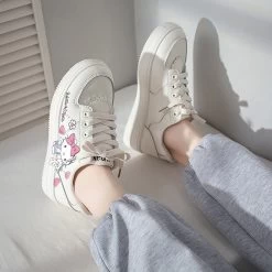 Kawaii White Hello Kitty Print All-match Sneakers -Kawaii Fashion Shop Kawaii White Hello Kitty Print All match Sneakers 11