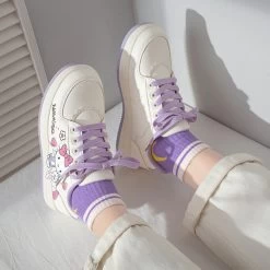 Kawaii White Hello Kitty Print All-match Sneakers -Kawaii Fashion Shop Kawaii White Hello Kitty Print All match Sneakers 4