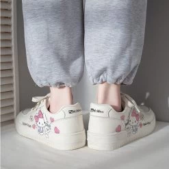 Kawaii White Hello Kitty Print All-match Sneakers -Kawaii Fashion Shop Kawaii White Hello Kitty Print All match Sneakers 5