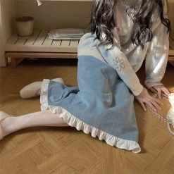 Kawaii Y2k Blue Lace Split Skirt 16 Kawaii Y2k Blue Lace Split Skirt -Kawaii Fashion Shop Kawaii Y2k Blue Lace Split Skirt 8