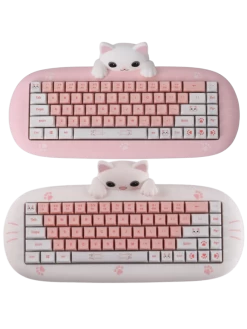 Kawaii Cat-Shaped Pink Wireless Bluetooth Mechanical Keyboard 19 Kawaii Cat-Shaped Pink Wireless Bluetooth Mechanical Keyboard -Kawaii Fashion Shop Kawaii cat shaped pink wireless bluetooth mechanical keyboard 1