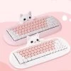 Kawaii Cat-Shaped Pink Wireless Bluetooth Mechanical Keyboard -Kawaii Fashion Shop Kawaii cat shaped pink wireless bluetooth mechanical keyboard 2