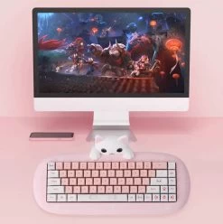 Kawaii Cat-Shaped Pink Wireless Bluetooth Mechanical Keyboard 13 Kawaii Cat-Shaped Pink Wireless Bluetooth Mechanical Keyboard -Kawaii Fashion Shop Kawaii cat shaped pink wireless bluetooth mechanical keyboard 3