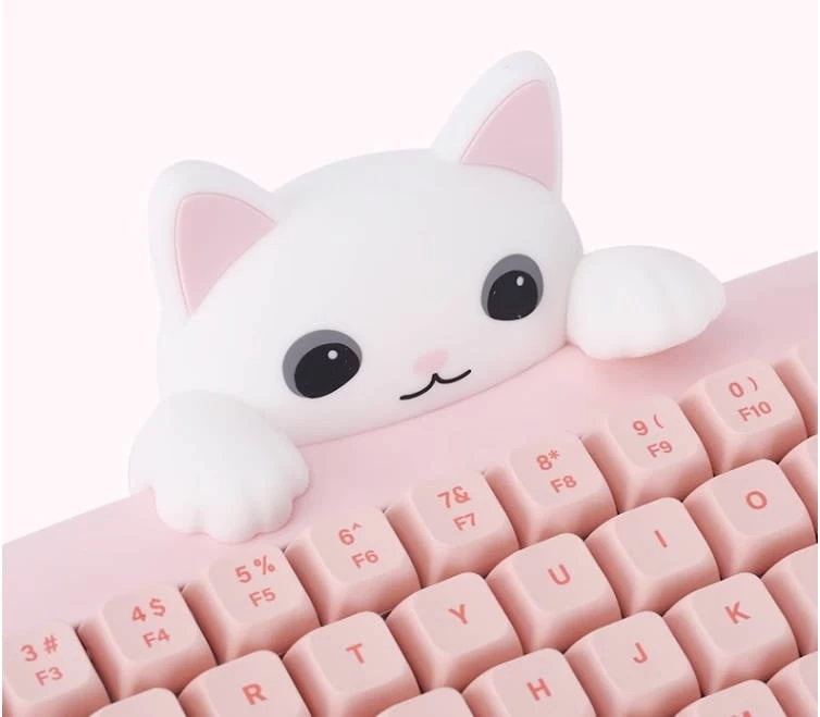 Kawaii Cat-Shaped Pink Wireless Bluetooth Mechanical Keyboard 6 Kawaii Cat-Shaped Pink Wireless Bluetooth Mechanical Keyboard - Image 4