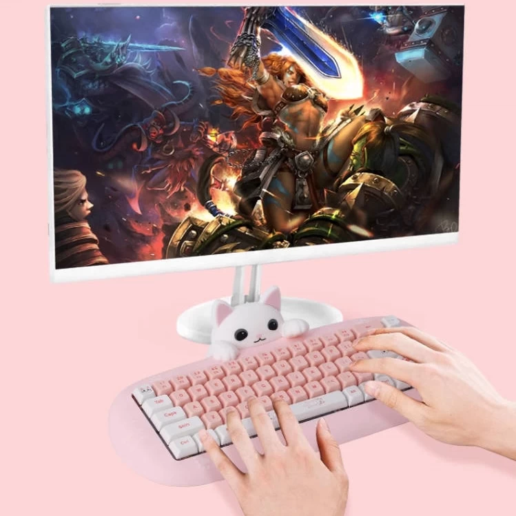 Kawaii Cat-Shaped Pink Wireless Bluetooth Mechanical Keyboard 7 Kawaii Cat-Shaped Pink Wireless Bluetooth Mechanical Keyboard - Image 5