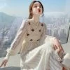 Kawaii Sweater Maxi Dresses -Kawaii Fashion Shop Knitting Sweater Maxi Dresses for Women Female Korea Style Slim Embroidery Wool Long Sleeve Woman Dress