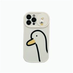 Cute 3D Cartoon Duck IPhone Case -Kawaii Fashion Shop Korea Cute 3D Cartoon Duck Push Pull Camera Lens Protective Phone Case For iPhone 13 12 5