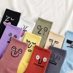 Funky Socks -Kawaii Fashion Shop Korea Funky Harajuku Trend Women Colorful Funny expression Socks girl kawaii socks Unisex Surprise Mid Women 1