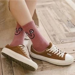 Funky Socks -Kawaii Fashion Shop Korea Funky Harajuku Trend Women Colorful Funny expression Socks girl kawaii socks Unisex Surprise Mid Women 3