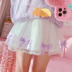 Dolly Tulle Pleated Tutu Skirt -Kawaii Fashion Shop Korean Fashion Mini Skirt Women School Girls Lolita Kawaii White Tulle Pleated Tutu High Waist Skater 4