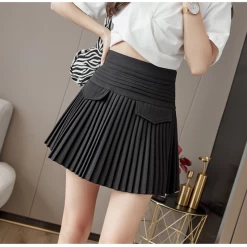 Korean White A-Line Pleated Skirts