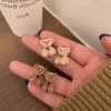 Cute Bow Bear Earring 1 Cute Bow Bear Earring -Kawaii Fashion Shop Korean Funny Cute Plush Stud Earrings Mini Bow Bear Statement Dainty Earrings for Women Girls Child