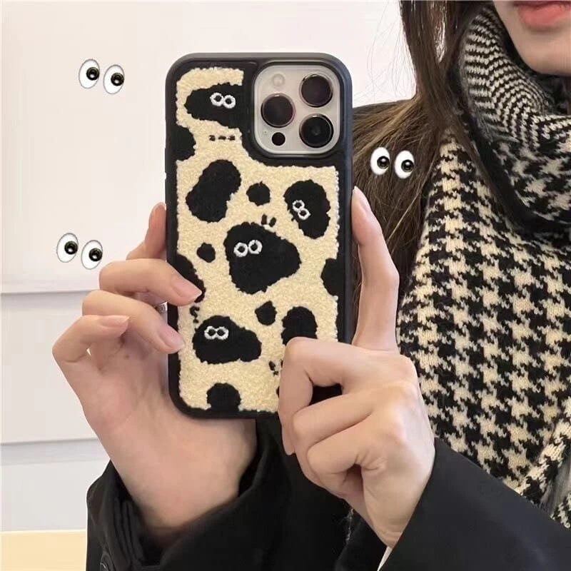 Kawaii Plush Embroidered Briquettes IPhone Case 3 Kawaii Plush Embroidered Briquettes IPhone Case