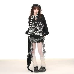 Korean Lazy Style Simulated Line Comic Girl Printed Sweater 12 Korean Lazy Style Simulated Line Comic Girl Printed Sweater -Kawaii Fashion Shop Korean Lazy Style Simulated Line Comic Girl printed Sweater 7