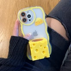 3D Creative Cheese IPhone Case 12 3D Creative Cheese IPhone Case -Kawaii Fashion Shop Korean Relieve Stress Cute Funny Case For iPhone 13 11 12 Pro XS Max XR X 4