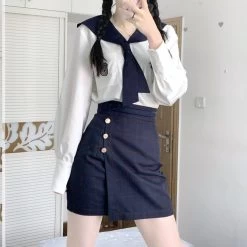 Korean Sailor Uniforms College Style JK Skirt Suit