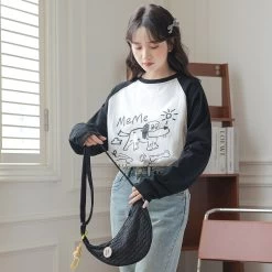Korean Style Cartoon Puppy Print Round Neck Long Sleeve T-shirt 13 Korean Style Cartoon Puppy Print Round Neck Long Sleeve T-shirt -Kawaii Fashion Shop Korean Style Cartoon Puppy Print Round Neck Long Sleeve T shirt 13