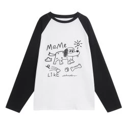 Korean Style Cartoon Puppy Print Round Neck Long Sleeve T-shirt 19 Korean Style Cartoon Puppy Print Round Neck Long Sleeve T-shirt -Kawaii Fashion Shop Korean Style Cartoon Puppy Print Round Neck Long Sleeve T shirt 9