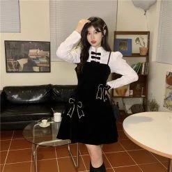 Korean Sweet Black Lolita Dress 15 Korean Sweet Black Lolita Dress -Kawaii Fashion Shop Korean Sweet Black Lolita Dress 1