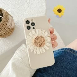 White Weave Daisy Flower IPhone Case -Kawaii Fashion Shop Korean Weave Daisy Flower Phone Case For iphone 12 Pro Max 7 8Plus XR XS Max 3