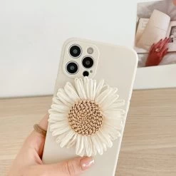 White Weave Daisy Flower IPhone Case -Kawaii Fashion Shop Korean Weave Daisy Flower Phone Case For iphone 12 Pro Max 7 8Plus XR XS Max 4