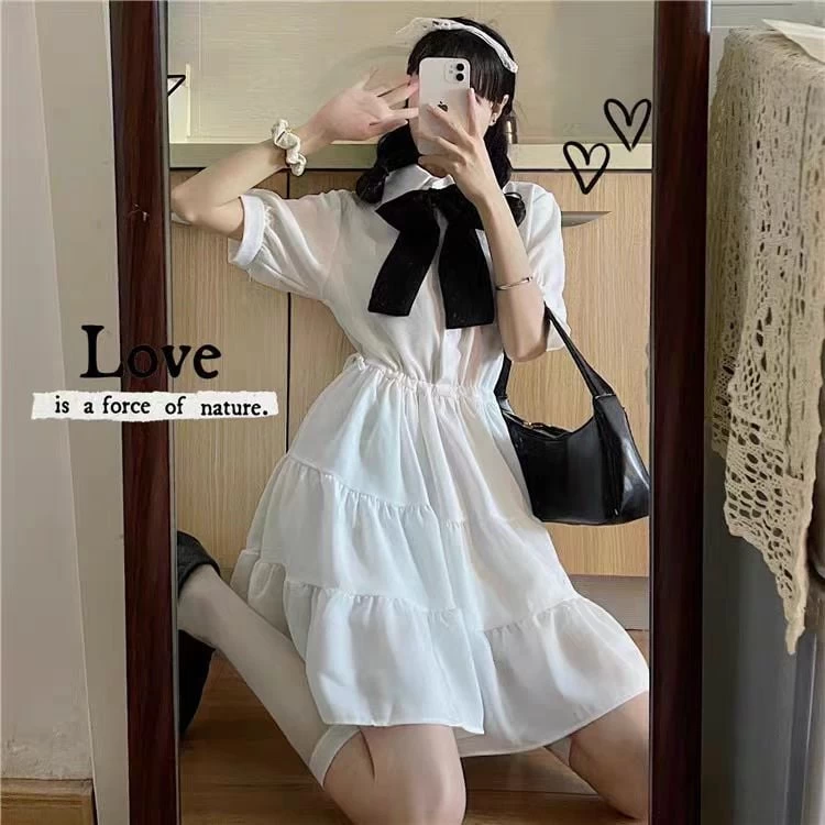 Korean White Sweet One Piece Dress 11 Korean White Sweet One Piece Dress - Image 9