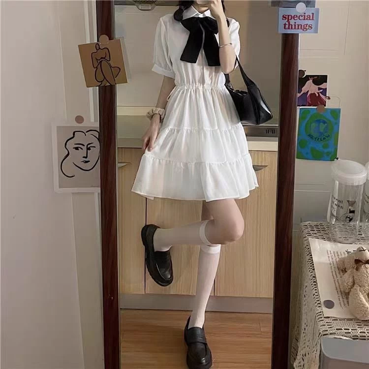 Korean White Sweet One Piece Dress 9 Korean White Sweet One Piece Dress - Image 7