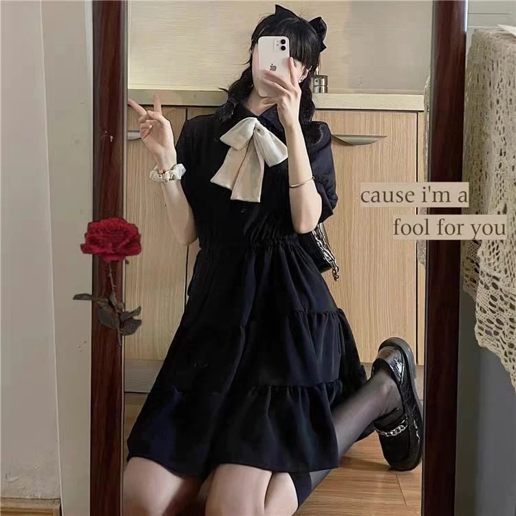 Korean White Sweet One Piece Dress 5 Korean White Sweet One Piece Dress - Image 3