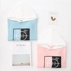 Japanese Musical Note Printed Color Block Hoodie -Kawaii Fashion Shop Kpop Harajuku Cute Cat Hoodies Women Casual Clothes Japanese Kawaii Graphic Pullover Mori Girl Lovely Anime 2