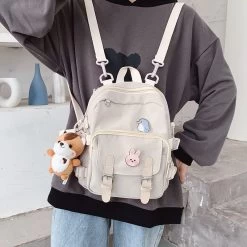 Kawaii Kpop Mini Backpack -Kawaii Fashion Shop Kpop Mini Backpack Kawaii Women Shoulder Bag Multi Function Teenage Girls Canvas Tote SchoolBag Stylish Fashion 2
