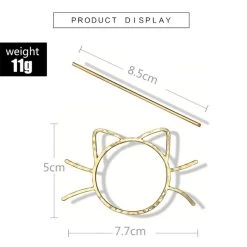 Meow Metal Hair Clip -Kawaii Fashion Shop Ladies Geometric Meow Cat Pierced Hair Clip Cute Metallic Slide Comb Hairpin Shawl Pin Brooch Styling 5