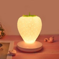Cute Strawberry Lamp -Kawaii Fashion Shop Led Energy saving Lamp Children with Sleeping Night Light Fun Strawberry Shape USB Charging Silicone Lamp 3