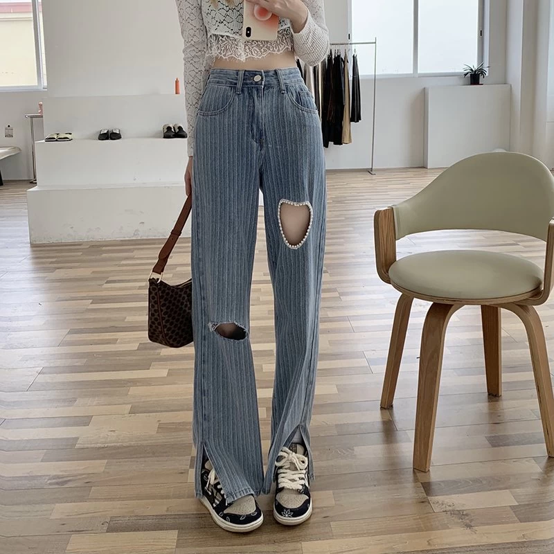 Kawaii Cutout Beaded Denim Pants 4 Kawaii Cutout Beaded Denim Pants - Image 2